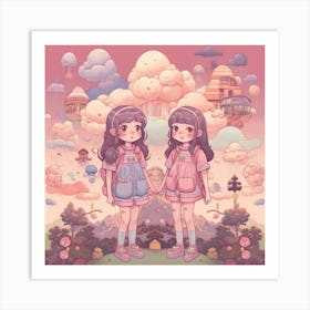 Two Girls In The Sky Art Print