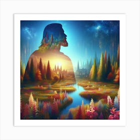 Jesus In The Forest Art Print