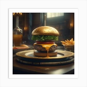 Burger On A Plate 128 Art Print