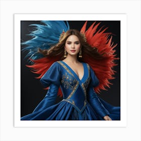 Empresses in blue and red shades Art Print
