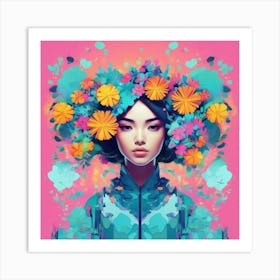 pop art watercolour flower girl 1 Art Print