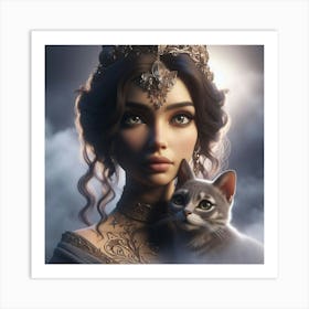 Princess And The Cat Art Print