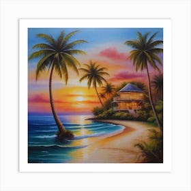 Sunset At The Beach 2 Art Print