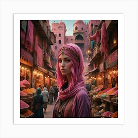 Girl In A Pink Dress Art Print