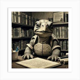 Turtle At The Library 2 Art Print