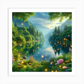 Fireflies In The Forest Art Print