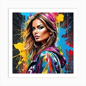 Girl With Paint Splatters 8 Art Print