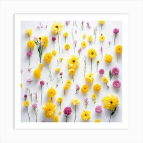 Yellow And Pink Flowers Art Print