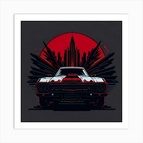 Car Red Artwork Of Graphic Design Flat (118) Art Print