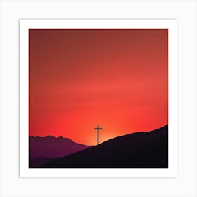 Cross At Sunset Stock Videos & Royalty-Free Footage Art Print