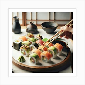 Sushi Plate With Chopsticks Art Print