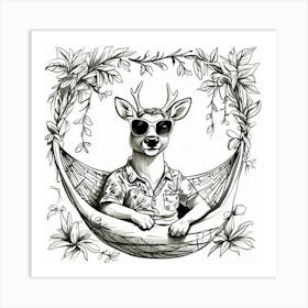 Deer In A Hammock 6 Art Print