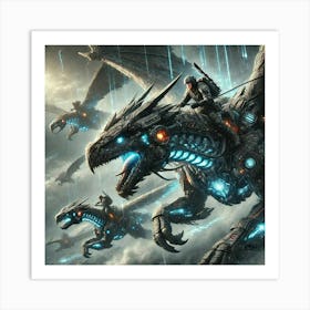 A Detailed Scene Showing The Dragon Riders Integr Art Print