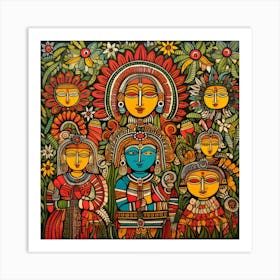 Traditional Painting, Acrylic On Canvas, Brown Color 1 Art Print
