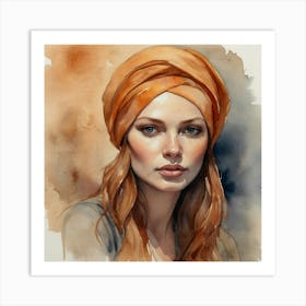 Painting Of A Woman Wearing A Turban Art Print