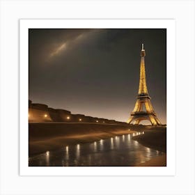 Eiffel Tower At Night Art Print