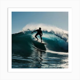 Surfer Riding A Wave 1 Art Print