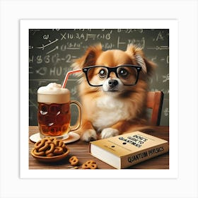 Dog With Glasses Drinking A Beer 4 Art Print