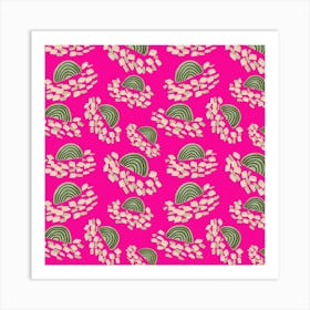 Confetti Rainbows Green On Pink Art Print