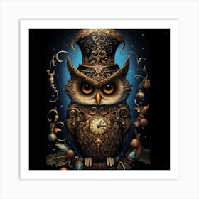 Clock Owl Art Print