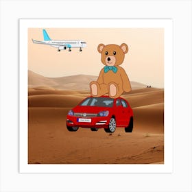 Car in the desert  Art Print