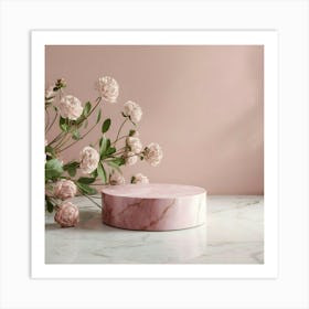 Pink Marble Cake Stand Art Print