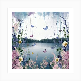 Butterflies And Flowers 2 Art Print