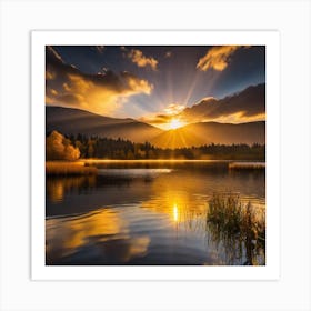 Sunrise Over Lake 3 Art Print