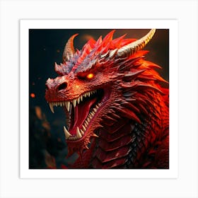 Firefly Fierce Red Dragon Glaring With Intense Power 89606 (2) Art Print