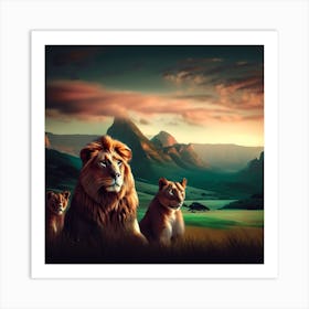 Lions In The Grass 3 Art Print