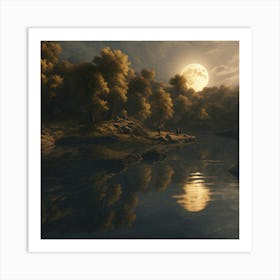 Full Moon In The Forest Art Print