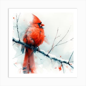 Cardinal In The Snow 5 Art Print