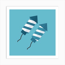 Firework Rockets Icon In Flat Design Art Print