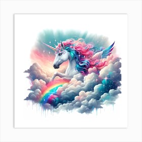 Unicorn In The Clouds Art Print