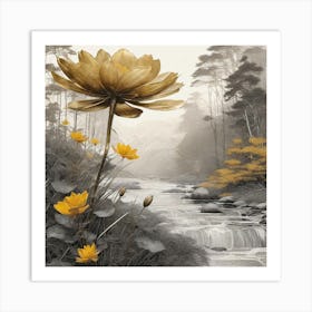 Lotus By The Stream Art Print