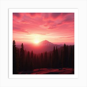 Sunset In The Mountains 52 Art Print