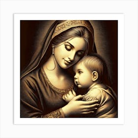 Mother And A Child Art Print