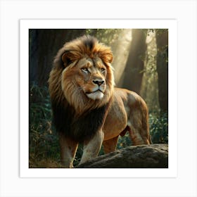 Lion In The Forest 4 Art Print