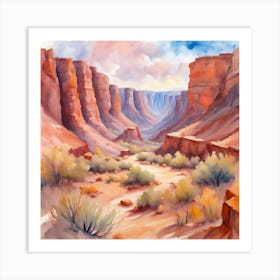 Canyons Watercolor Painting Art Print