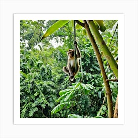 Monkey In The Jungle 1 Art Print