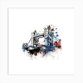 Tower Bridge Ink Splash Effect Art Print