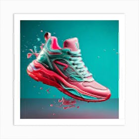 Firefly Floating Turquoise And Pink Sneaker With Bold Design 92948 Art Print