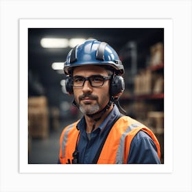 Photo Man With Helmet Working Logistic 3 Art Print