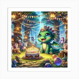 Little Dragon birthday party Art Print