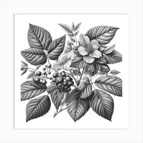 off  illustration of a leafy plant Art Print