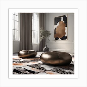 Two Ottomans In A Room Art Print