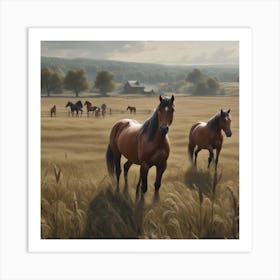 Horses In The Field 18 Art Print