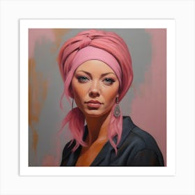 Portrait Of A Woman With Pink Hair 3 Art Print