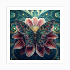 Butterfly On A Flower 2 Art Print