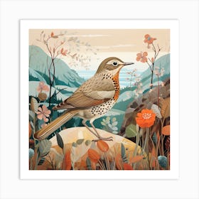 Bird In Nature Hermit Thrush 3 Art Print